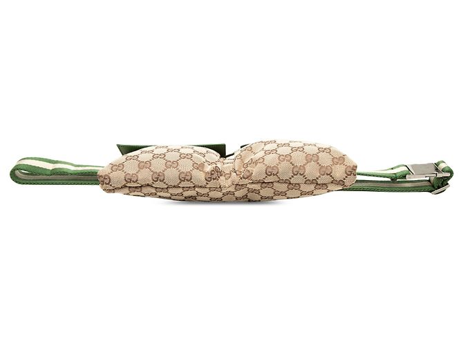 Bolso cinturón Gucci Beige GG Canvas Web con doble bolsillo - vista 3
