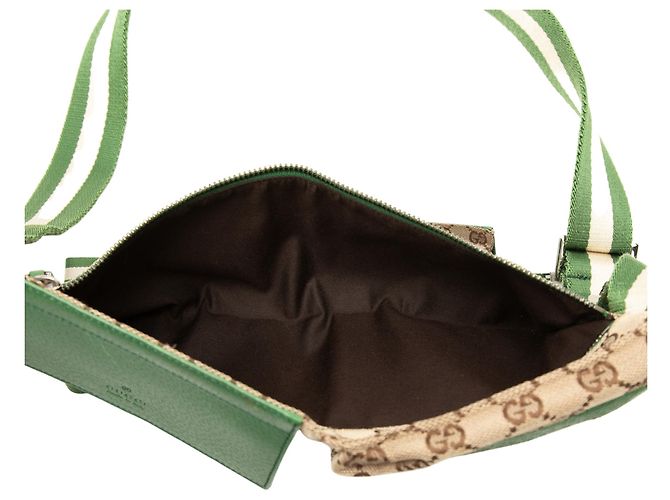 Bolso cinturón Gucci Beige GG Canvas Web con doble bolsillo - vista 4