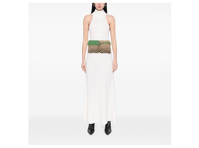 Bolso cinturón Gucci Beige GG Canvas Web con doble bolsillo - vista 6