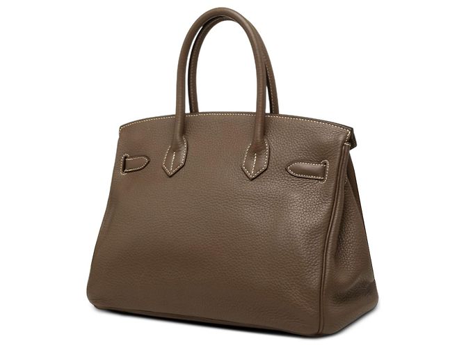 Hermès Birkin Retourne 30 in pelle Clemence Marrone - vista 2