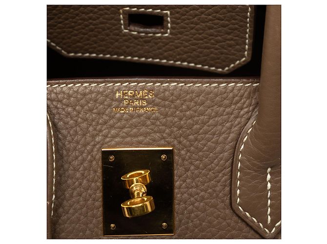 Hermès Birkin Retourne 30 in pelle Clemence Marrone - vista 5