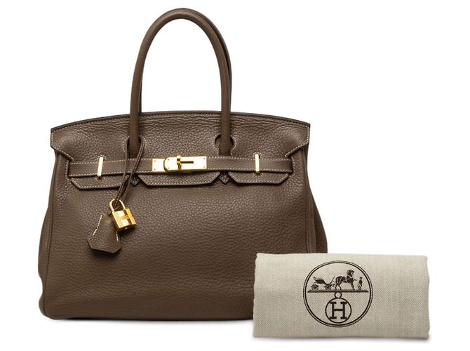 Hermès Birkin Retourne 30 in pelle Clemence Marrone - vista 7