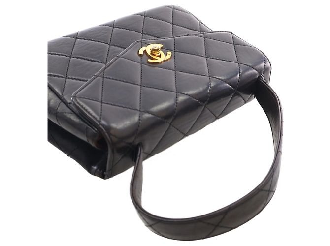 Chanel Black Quilted Lambskin Top Handle Envelope Flap - vista 9