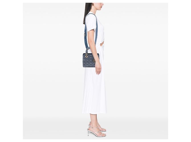 Dior Blue Small Satin Cannage My ABCDior Lady Dior - vista 6
