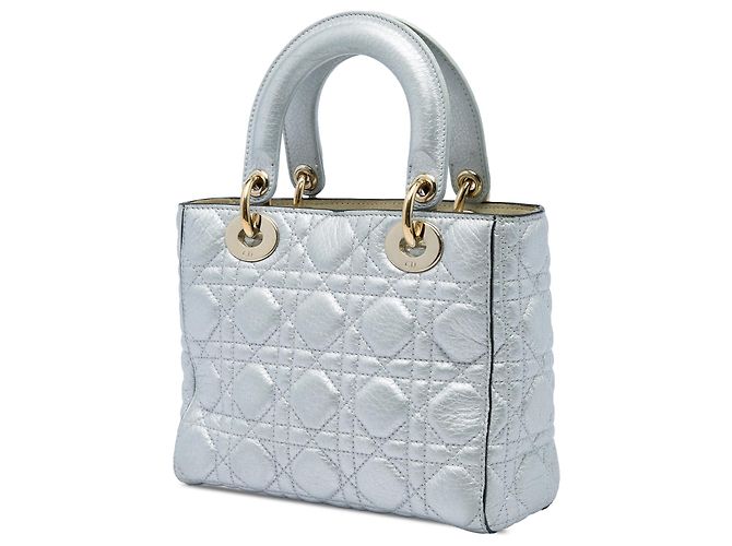 Dior Silver Small Metallic Grained Calfskin Cannage Supple Lady Dior - vista 2