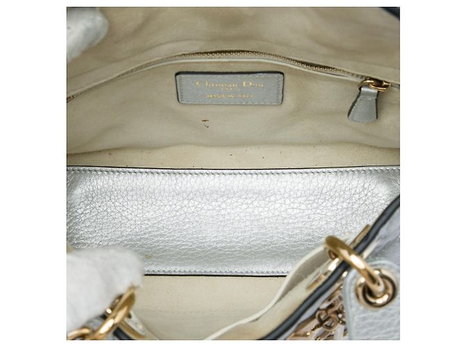 Dior Silver Small Metallic Grained Calfskin Cannage Supple Lady Dior - vista 4