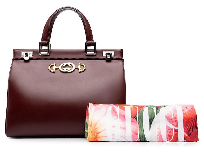 Borsa Gucci Zumi Medium in pelle di vitello rossa - vista 7