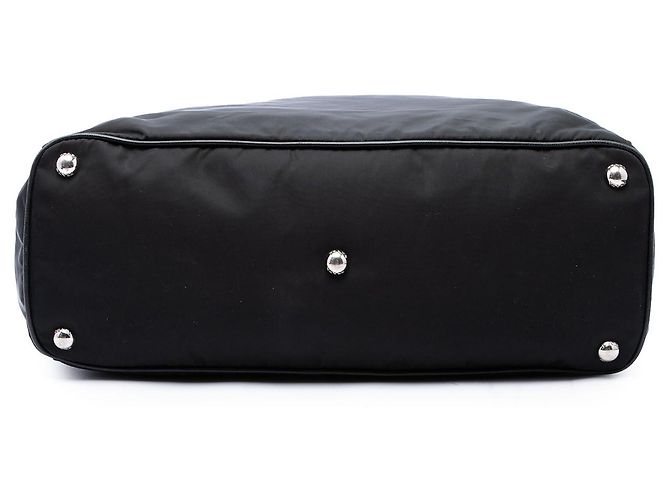 Borsa tote convertibile Prada in Tessuto con rifiniture in Saffiano nero - vista 3