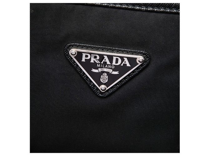 Borsa tote convertibile Prada in Tessuto con rifiniture in Saffiano nero - vista 5