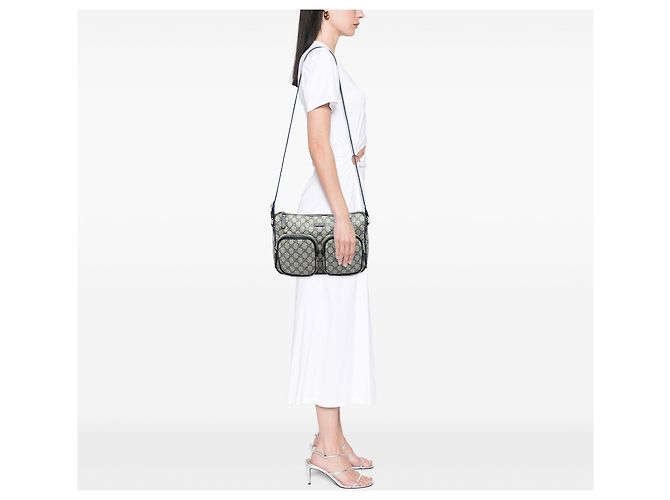Gucci Beige GG Supreme Double Pocket Crossbody - vista 5