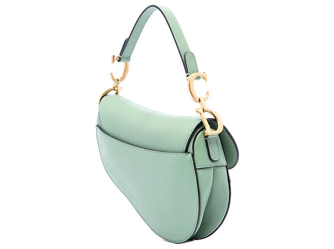 Mini borsa Saddle Dior in pelle di capra verde - vista 2