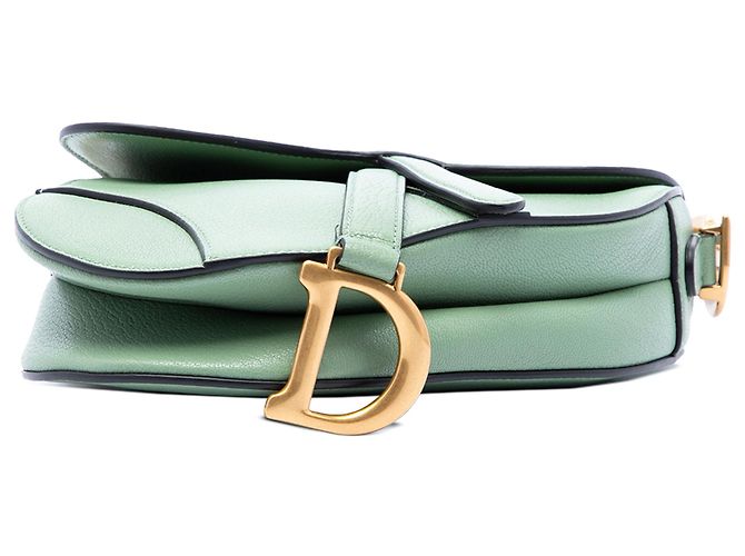 Mini borsa Saddle Dior in pelle di capra verde - vista 3
