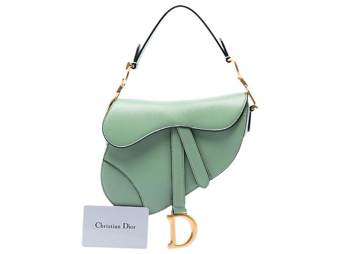 Mini borsa Saddle Dior in pelle di capra verde - vista 7