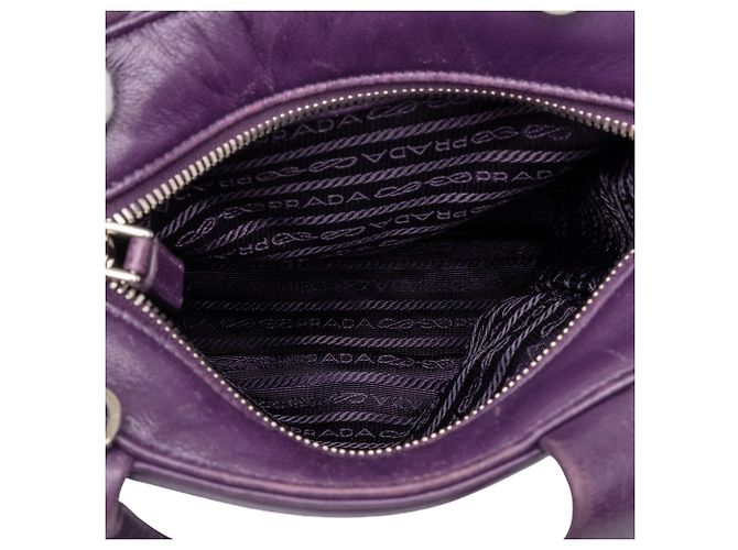 Borsa Satchel Prada in nappa viola con tasca frontale - vista 4