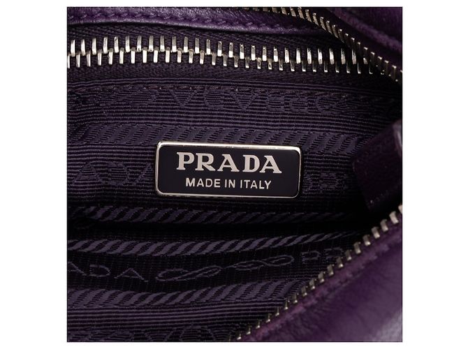 Borsa Satchel Prada in nappa viola con tasca frontale - vista 5