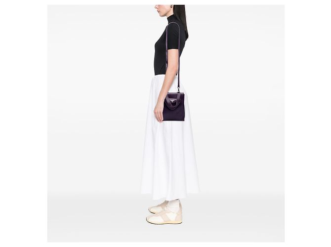 Borsa Satchel Prada in nappa viola con tasca frontale - vista 6