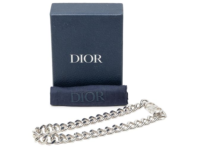 Collana a catena CD Icon in ottone argentato Dior - vista 6