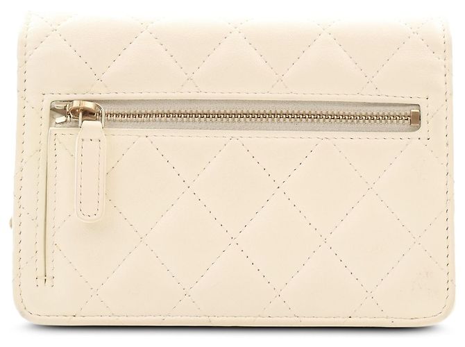 Portafoglio Chanel White CC Quilted Lambskin Wallet On Chain - vista 2