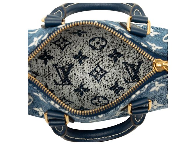 Louis Vuitton Blue Monogram Jacquard Denim Nano Speedy Bandouliere - vista 4