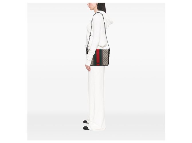 Gucci Beige GG Supreme Web Crossbody - vista 6