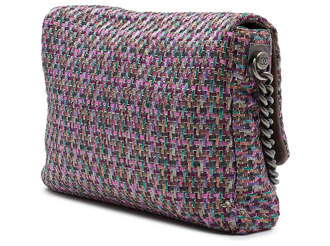 Chanel Purple CC Multicolor Tweed Flap - vista 2