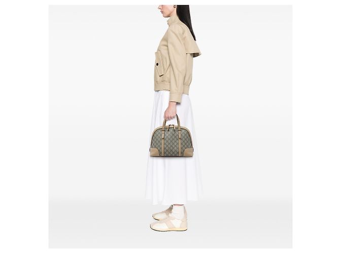 Borsa Gucci Beige Small GG Supreme Nice Dome Satchel - vista 5