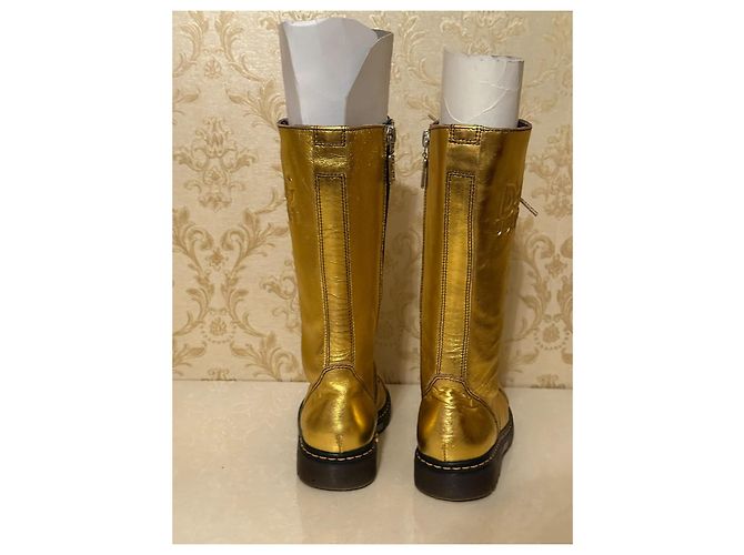 Botas de couro dourado com atacadores Dolce & Gabbana Junior - vista 11