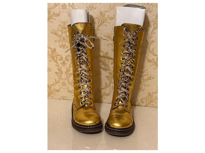 Botas de couro dourado com atacadores Dolce & Gabbana Junior - vista 3