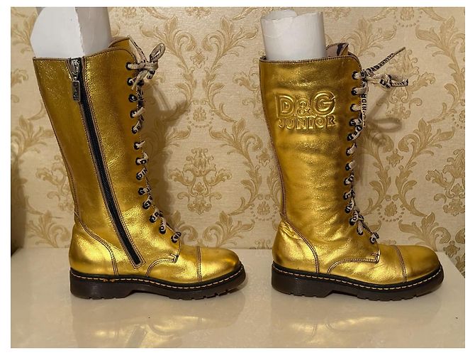 Botas de couro dourado com atacadores Dolce & Gabbana Junior - vista 6