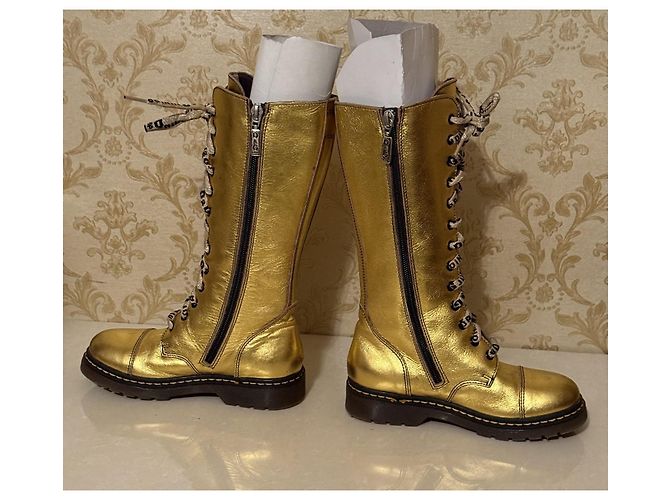 Botas de couro dourado com atacadores Dolce & Gabbana Junior - vista 7