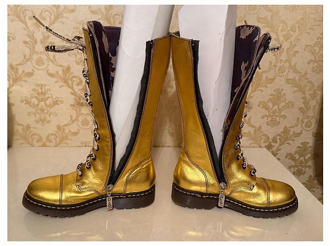 Botas de couro dourado com atacadores Dolce & Gabbana Junior - vista 9