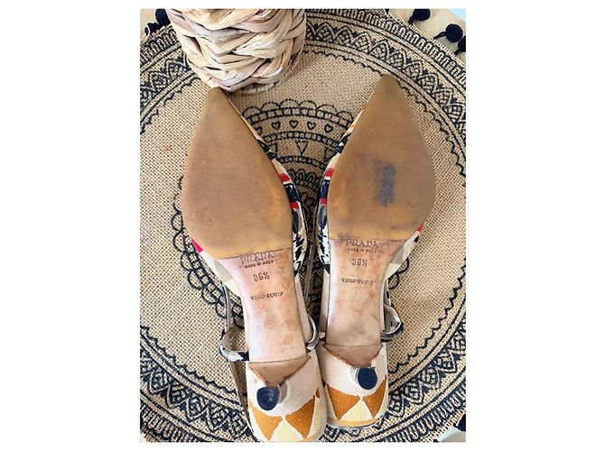 Prada Décolleté Slingback in Tela Stampata - vista 3