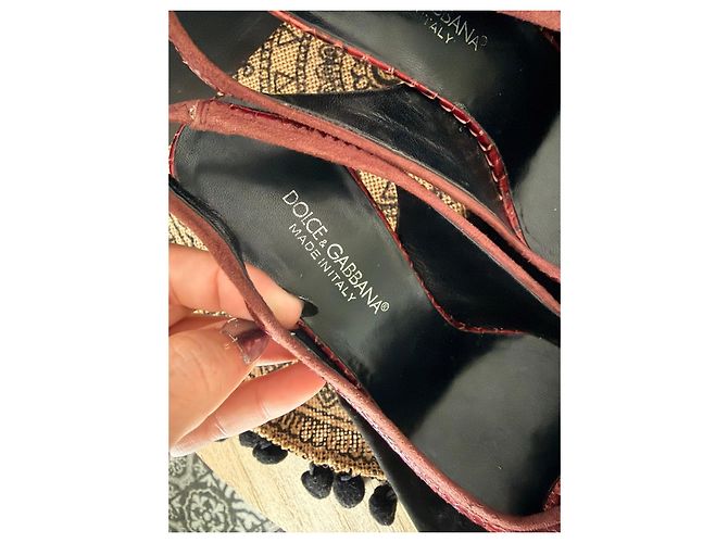 Dolce & Gabbana Red Python and Suede Slingback Pumps - view 4