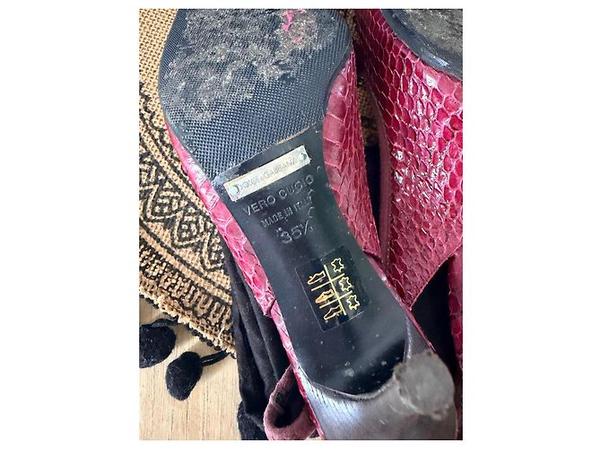 Dolce & Gabbana Red Python and Suede Slingback Pumps - view 6