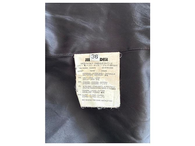 Abrigo de lana negra Jil Sander con cuello de piel - vista 6