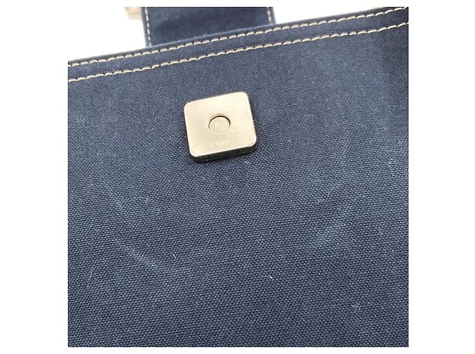 Fendi Logo Tote Bag Blau Canvas - Ansicht 10