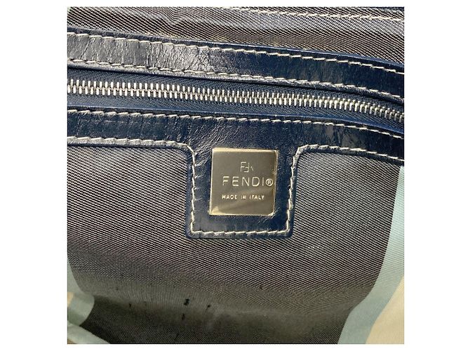 Fendi Logo Tote Bag Blau Canvas - Ansicht 6