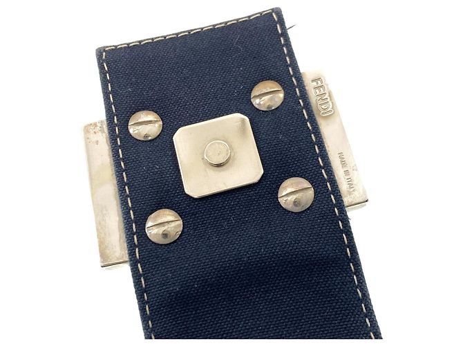 Fendi Logo Tote Bag Blau Canvas - Ansicht 9