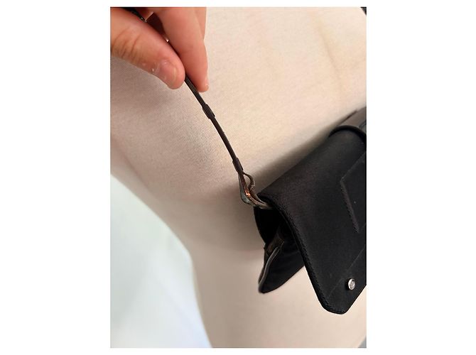 Borsa a tracolla Dior Galliano in tela nera e pelle verniciata - vista 8