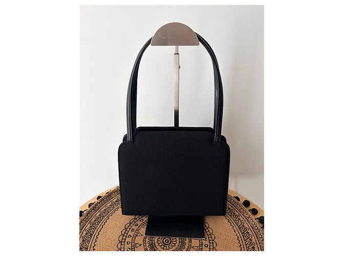 Borsa Gucci nera in tela e pelle - vista 3