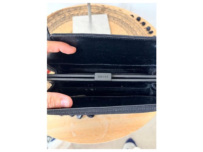 Borsa Gucci nera in tela e pelle - vista 4