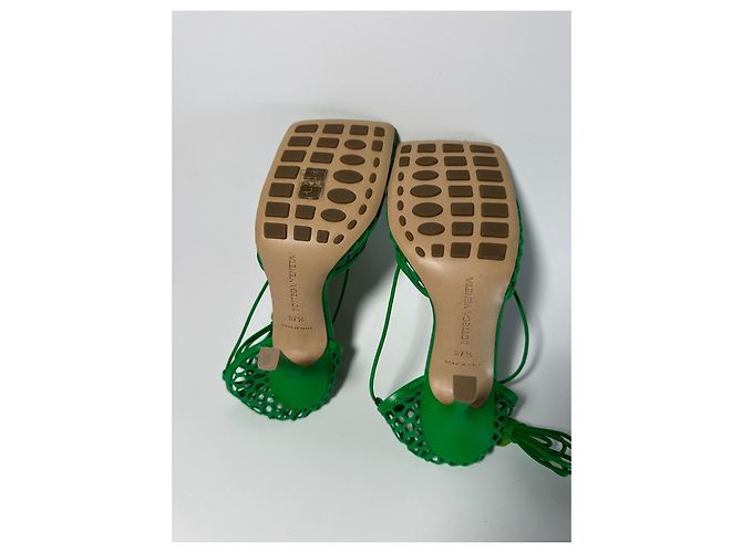 Bottega Veneta Stretch-Sandalen Mesh Leder Grass Green - Ansicht 10