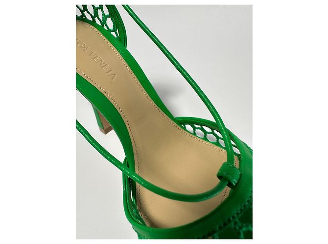 Bottega Veneta Stretch-Sandalen Mesh Leder Grass Green - Ansicht 11