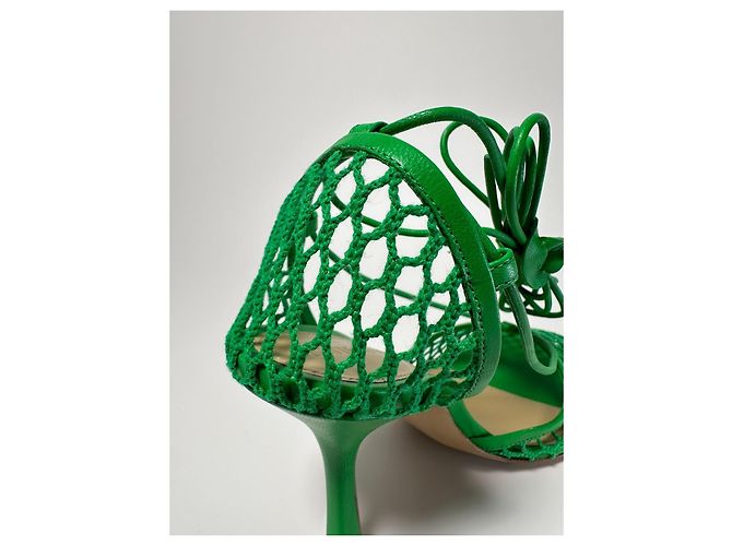 Bottega Veneta Stretch-Sandalen Mesh Leder Grass Green - Ansicht 12