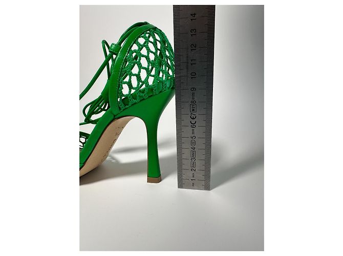 Bottega Veneta Stretch-Sandalen Mesh Leder Grass Green - Ansicht 13