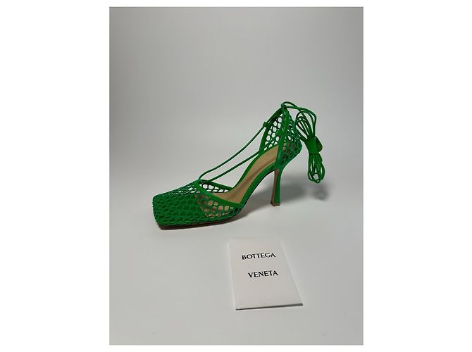 Bottega Veneta Stretch-Sandalen Mesh Leder Grass Green - Ansicht 3