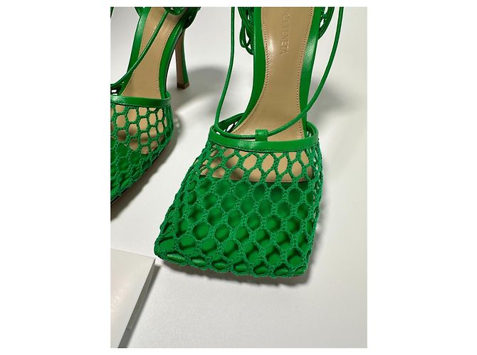Bottega Veneta Stretch-Sandalen Mesh Leder Grass Green - Ansicht 4