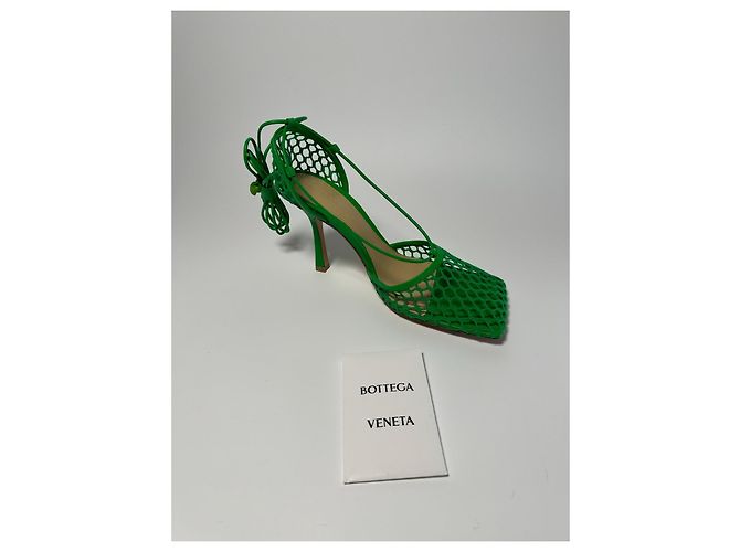 Bottega Veneta Stretch-Sandalen Mesh Leder Grass Green - Ansicht 5