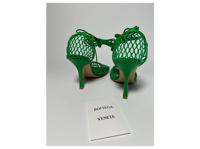 Bottega Veneta Stretch-Sandalen Mesh Leder Grass Green - Ansicht 6