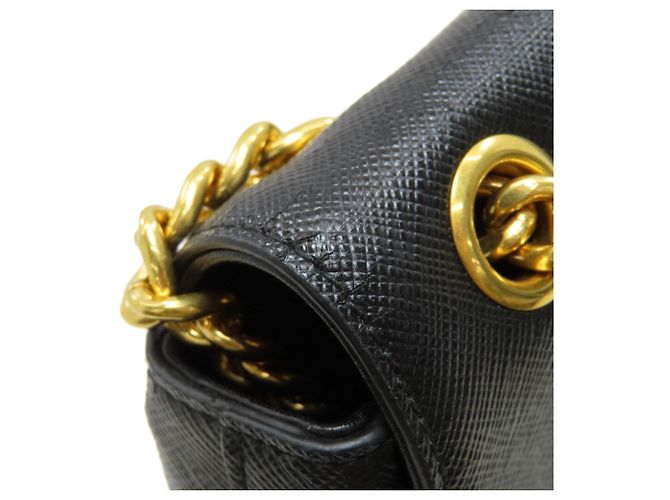 Borsa a tracolla con catena in pelle Saffiano Prada - vista 14